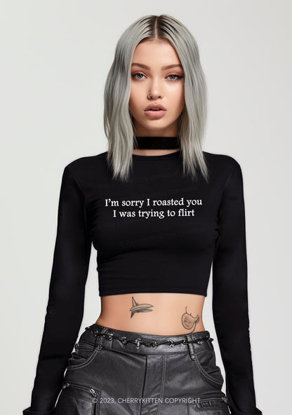 I Was Trying To Flirt Y2K Long Sleeve Crop Top Cherrykitten