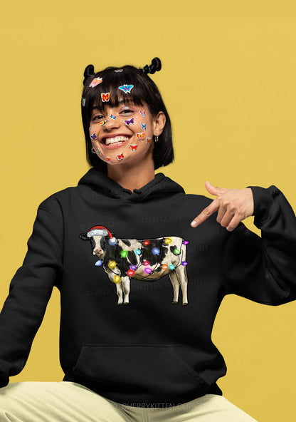 Christmas Cow Y2K Hoodie Cherrykitten