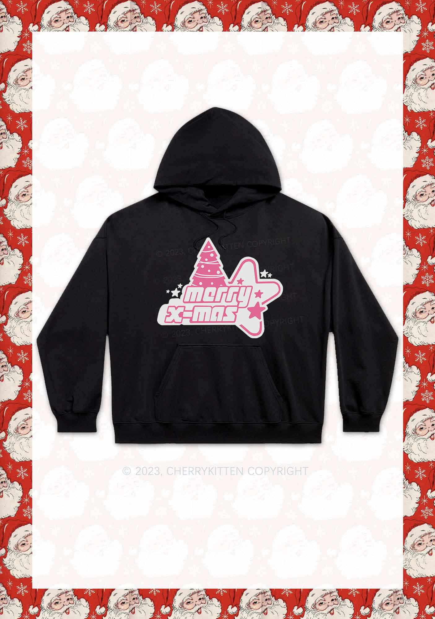 Merry X-Mas Christmas Y2K Hoodie Cherrykitten