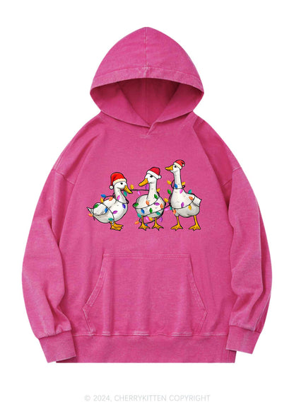 Christmas Santa Duck Y2K Washed Hoodie Cherrykitten