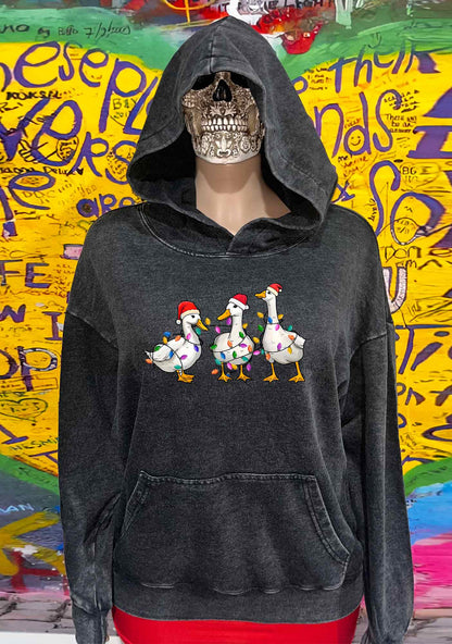 Christmas Santa Duck Y2K Washed Hoodie Cherrykitten