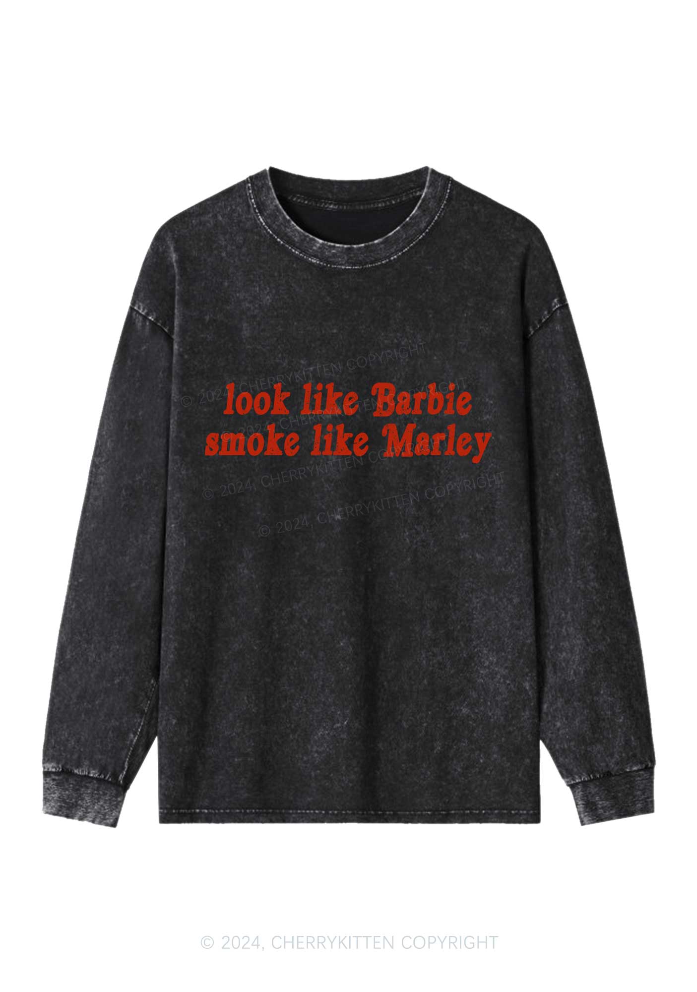 Smoke Like Marley Y2K Washed Long Sleeves Cherrykitten