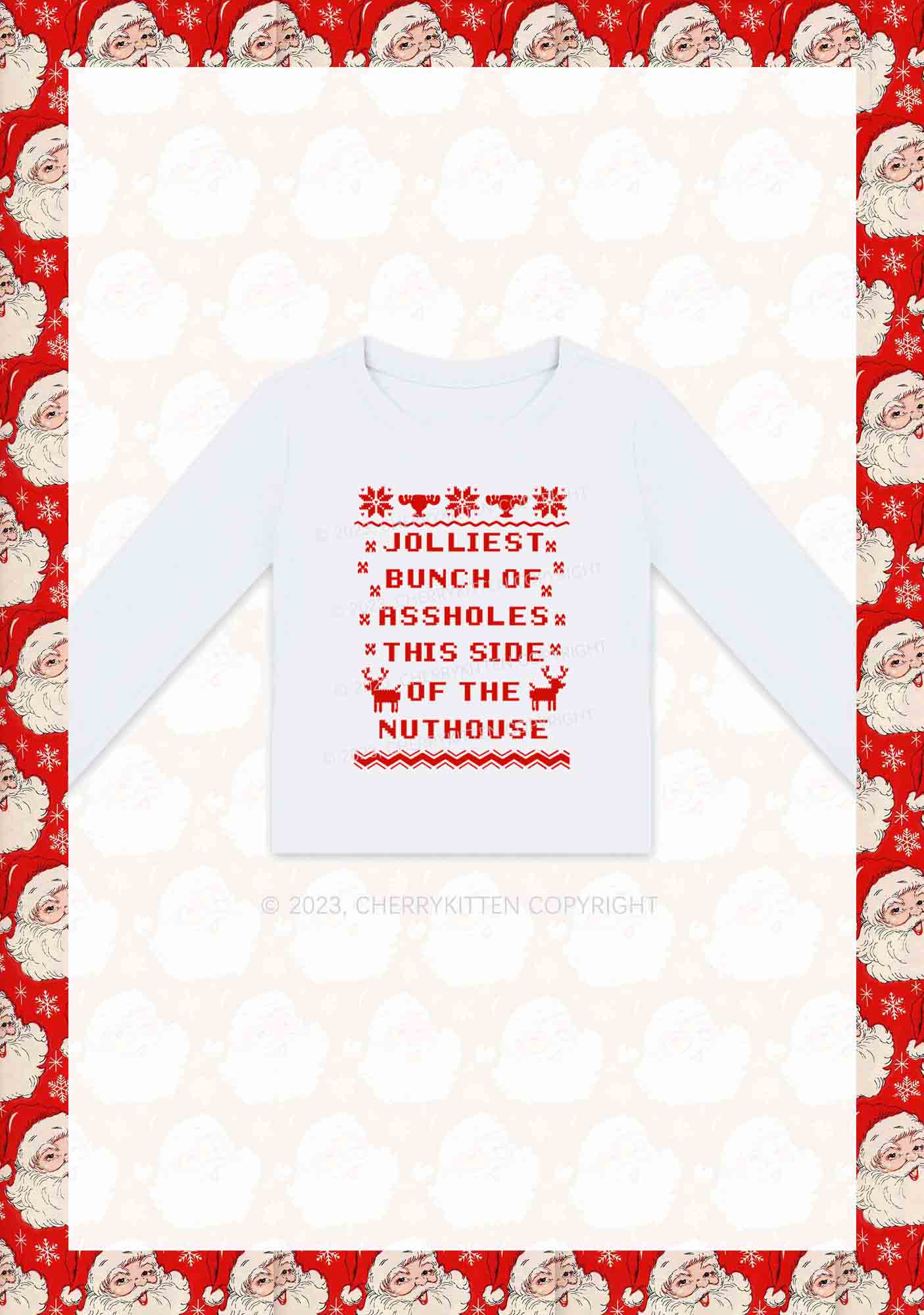 Jolliest Christmas Y2K Long Sleeve Crop Top Cherrykitten