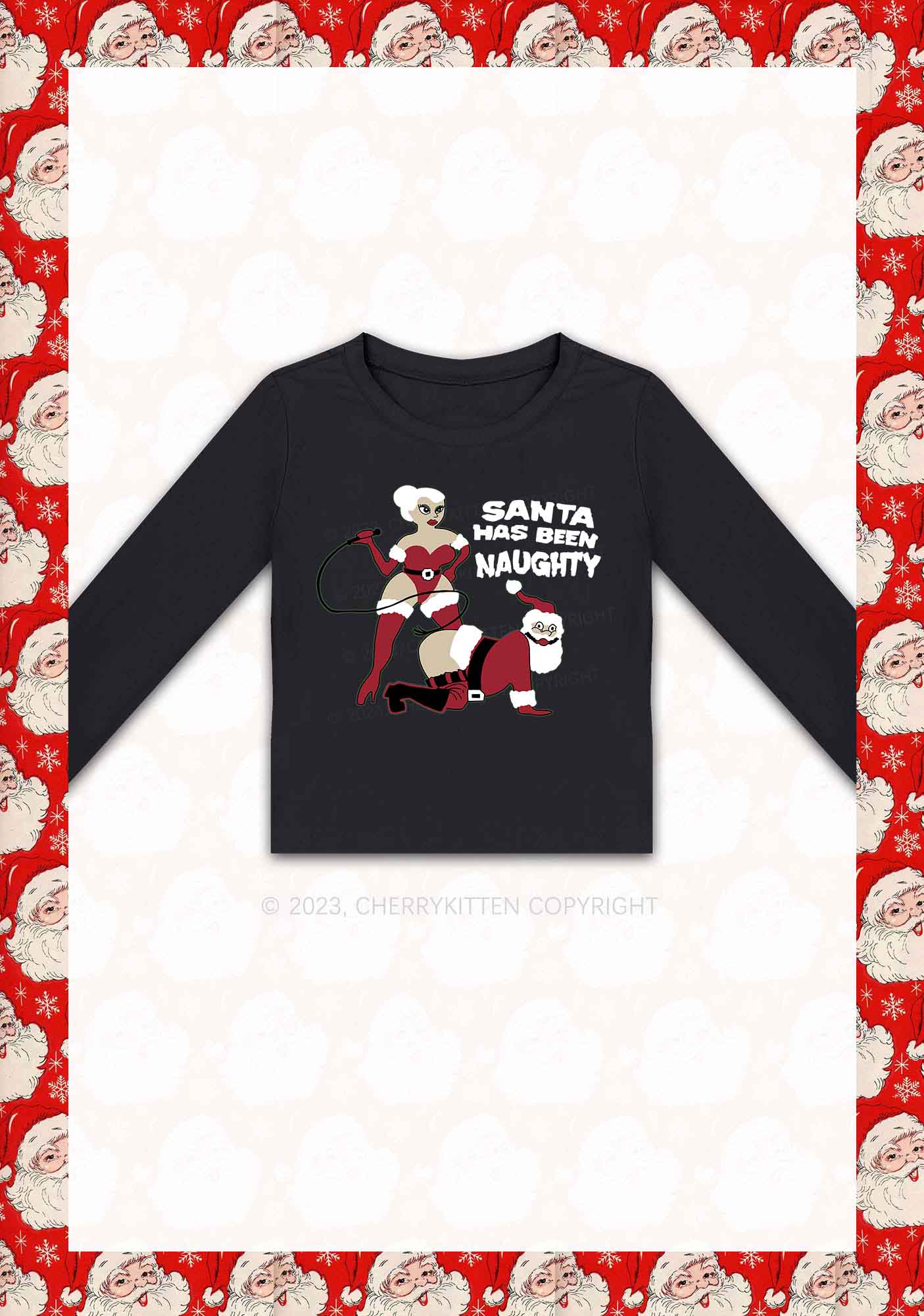 Santa Has Been Naughty Y2K Long Sleeve Crop Top Cherrykitten