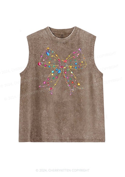 Christmas Bow Light Y2K Washed Tank Cherrykitten