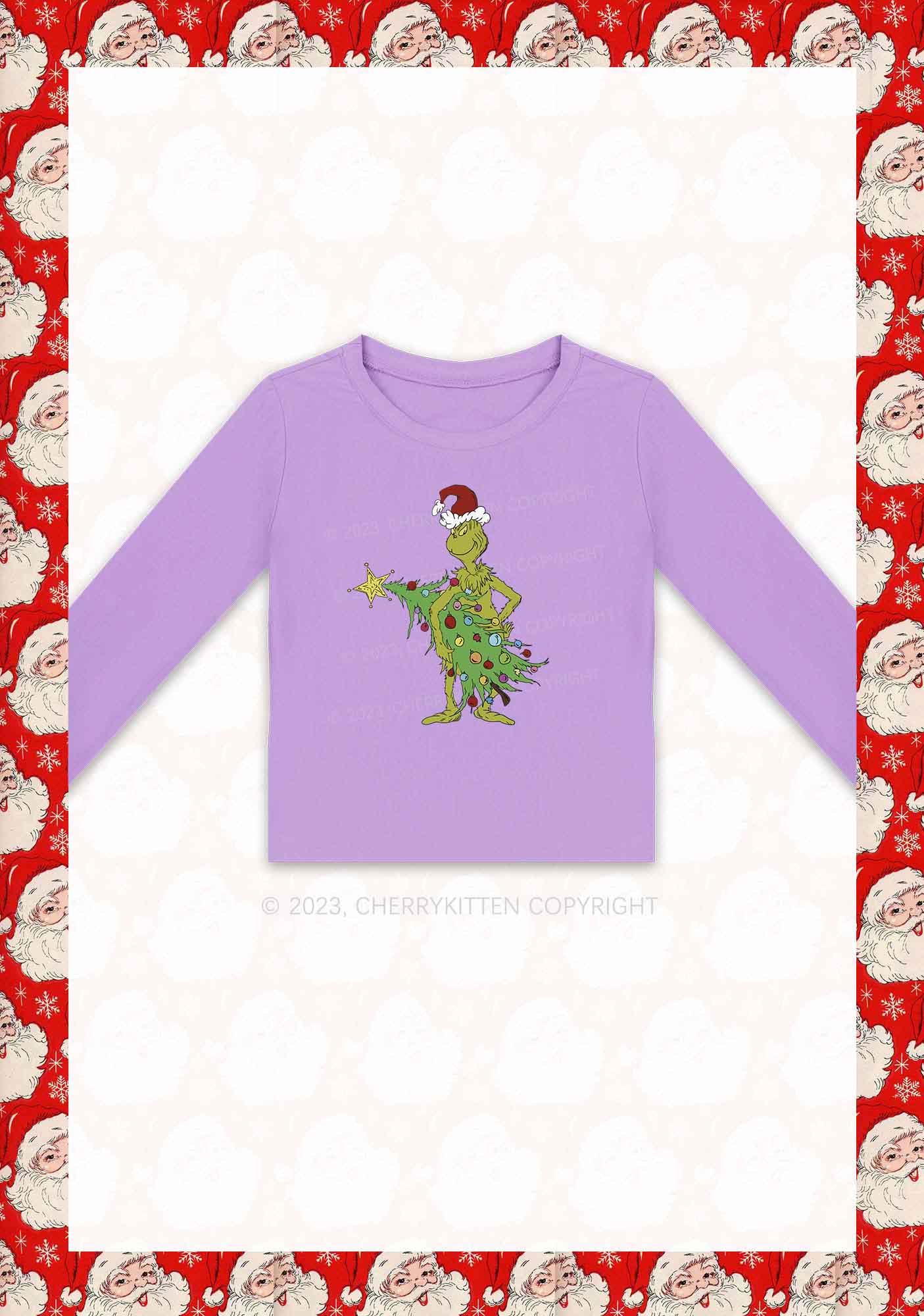 Stealing Christmas Tree Y2K Long Sleeve Crop Top Cherrykitten