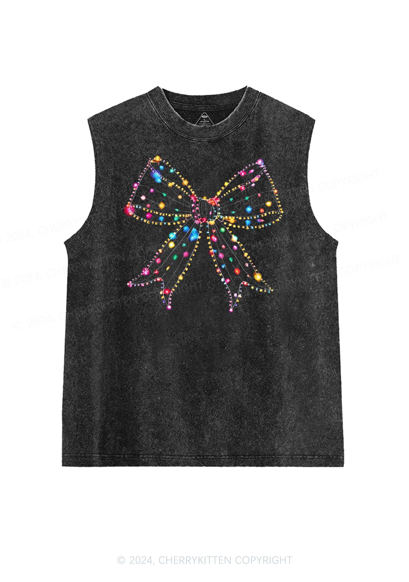 Christmas Bow Light Y2K Washed Tank Cherrykitten