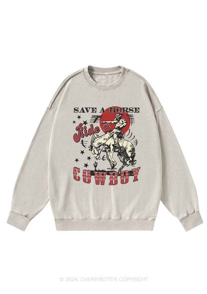 Ride A Cowboy Y2K Washed Sweatshirts Cherrykitten