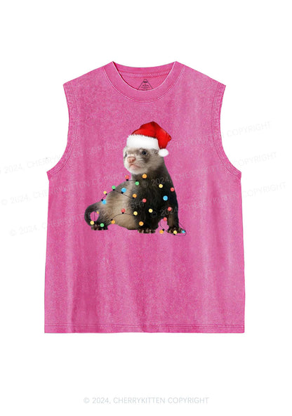 Christmas Ferret Lights Y2K Washed Tank Cherrykitten