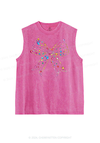 Christmas Bow Light Y2K Washed Tank Cherrykitten