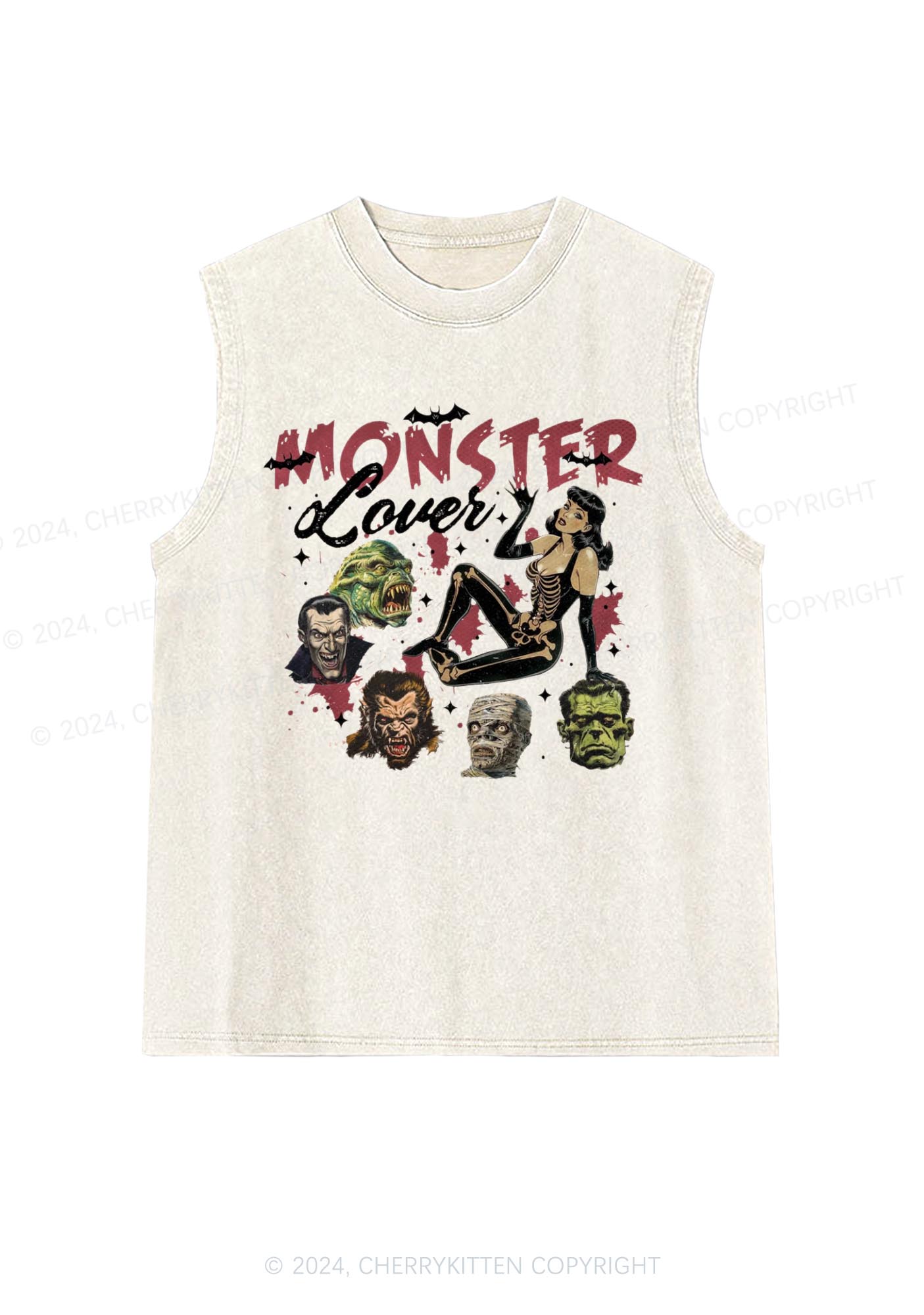 Halloween Monster Lovers Y2K Washed Tank Cherrykitten