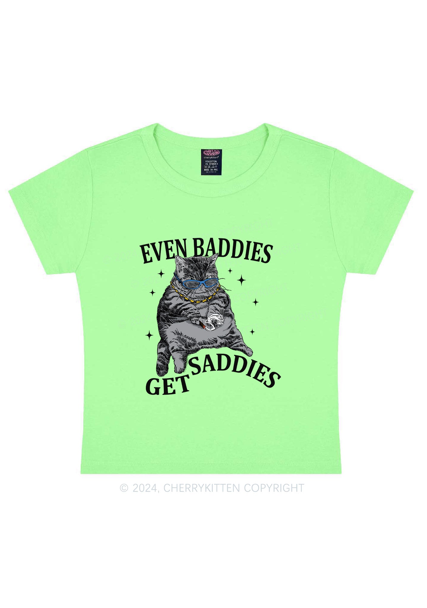 Even Baddies Get Saddies Y2K Baby Tee Cherrykitten