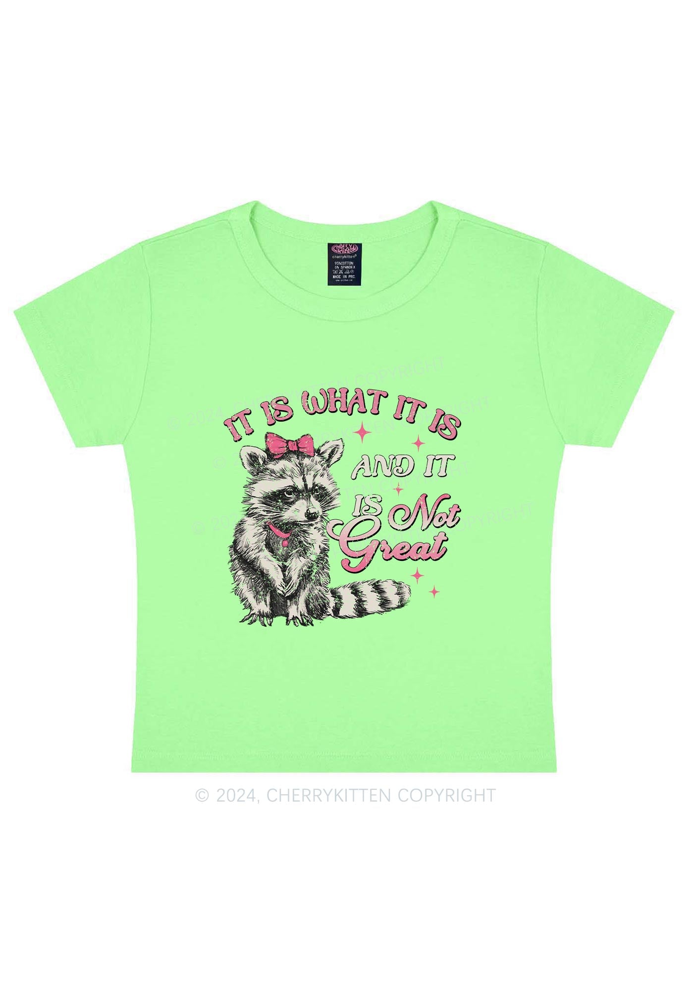 Not Great Raccoon Y2K Baby Tee Cherrykitten