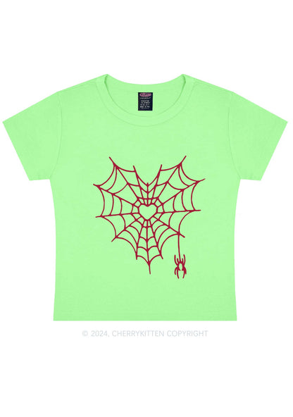 Heart Spider Web Y2K Valentine's Day Baby Tee Cherrykitten