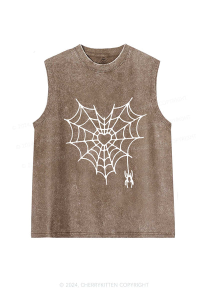 Heart Spider Web Y2K Valentine's Day Washed Tank Cherrykitten