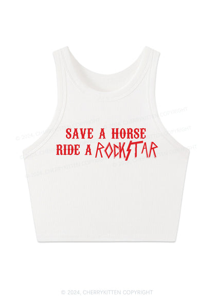 Ride A Rockstar Y2K Crop Tank Top Cherrykitten