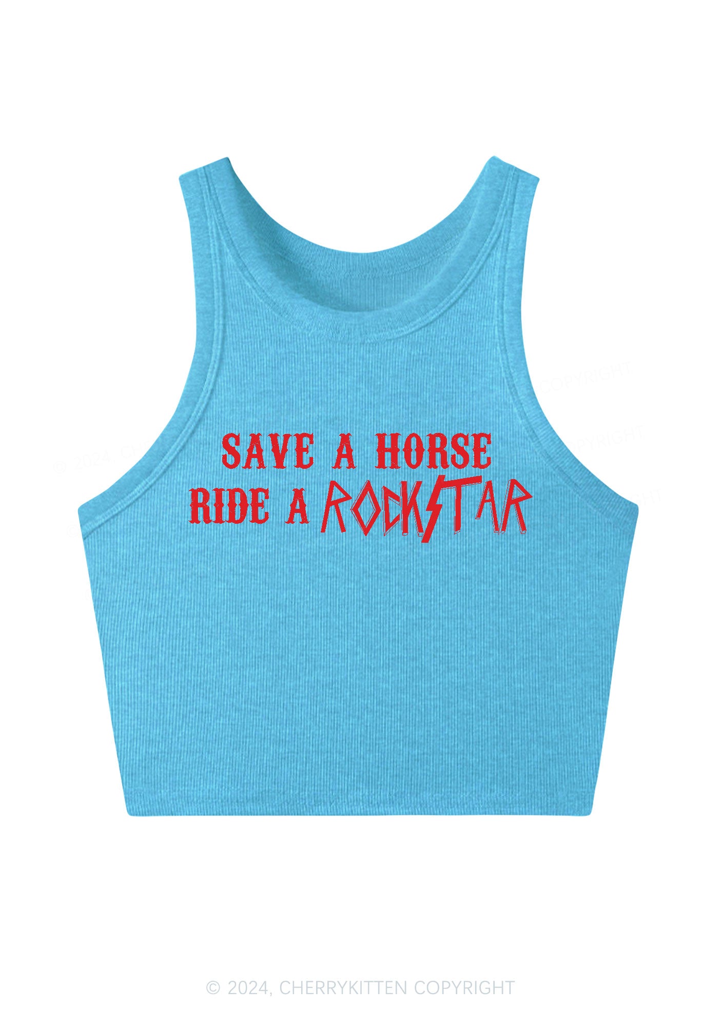 Ride A Rockstar Y2K Crop Tank Top Cherrykitten