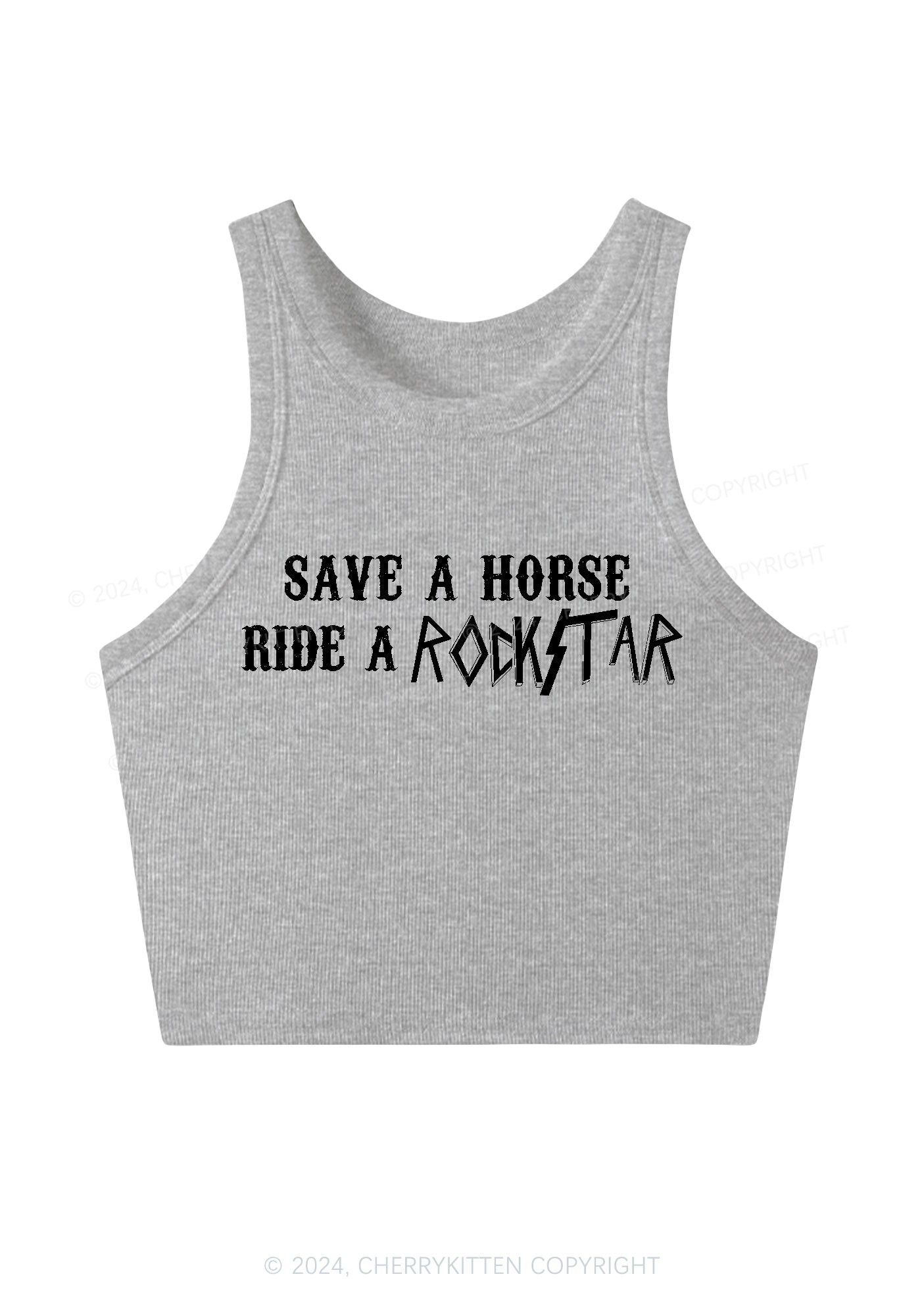 Ride A Rockstar Y2K Crop Tank Top Cherrykitten