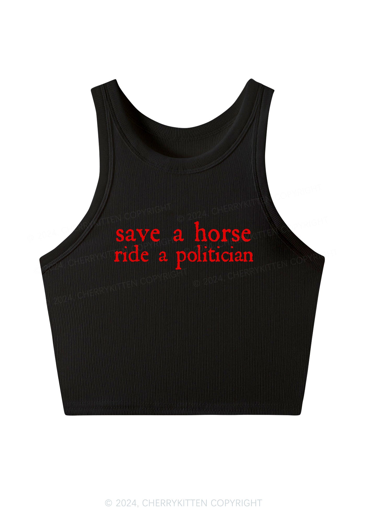 Ride A Politician Y2K Crop Tank Top Cherrykitten