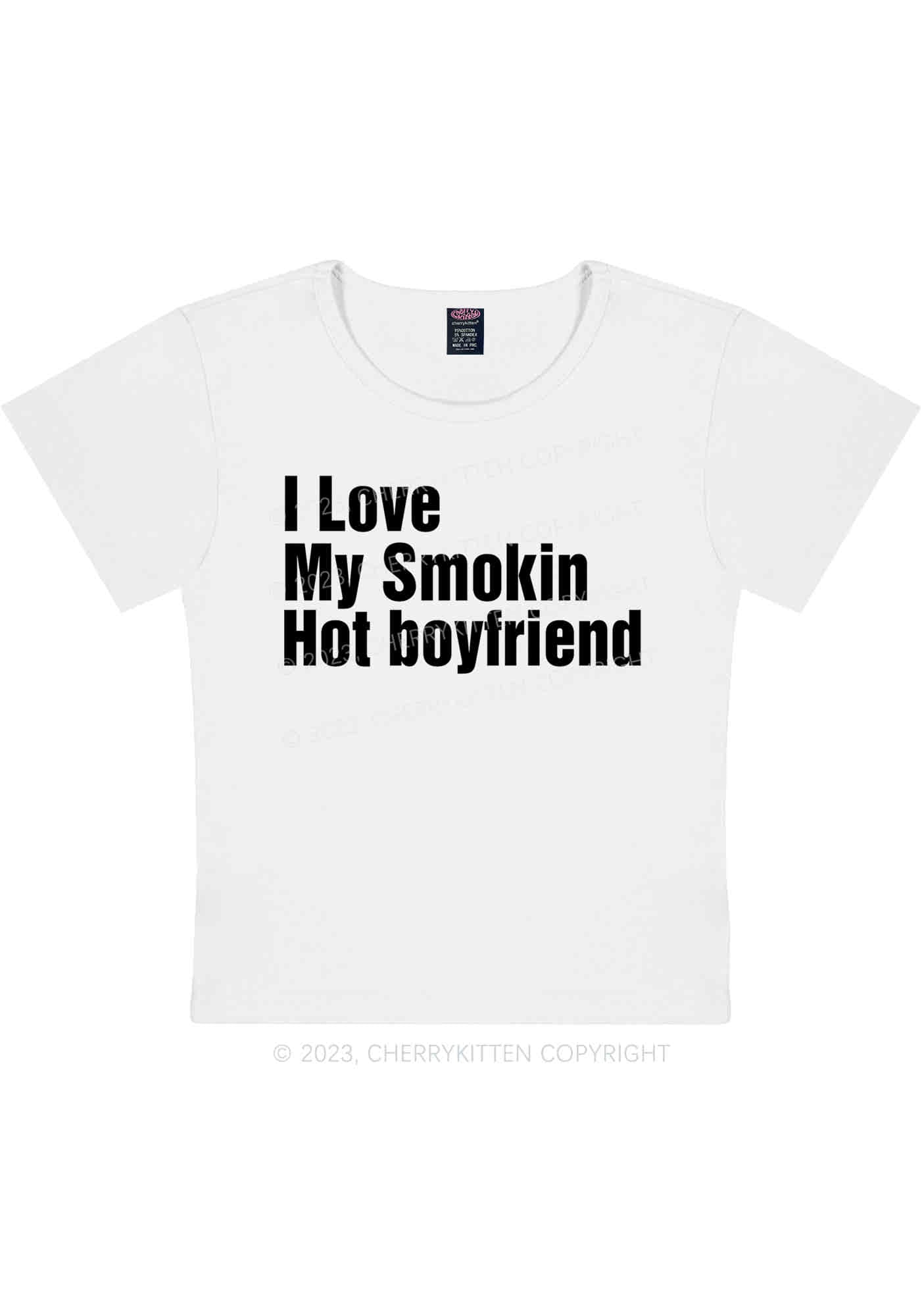 Curvy I Love My Smokin Hot Boyfriend Y2K Baby Tee Cherrykitten