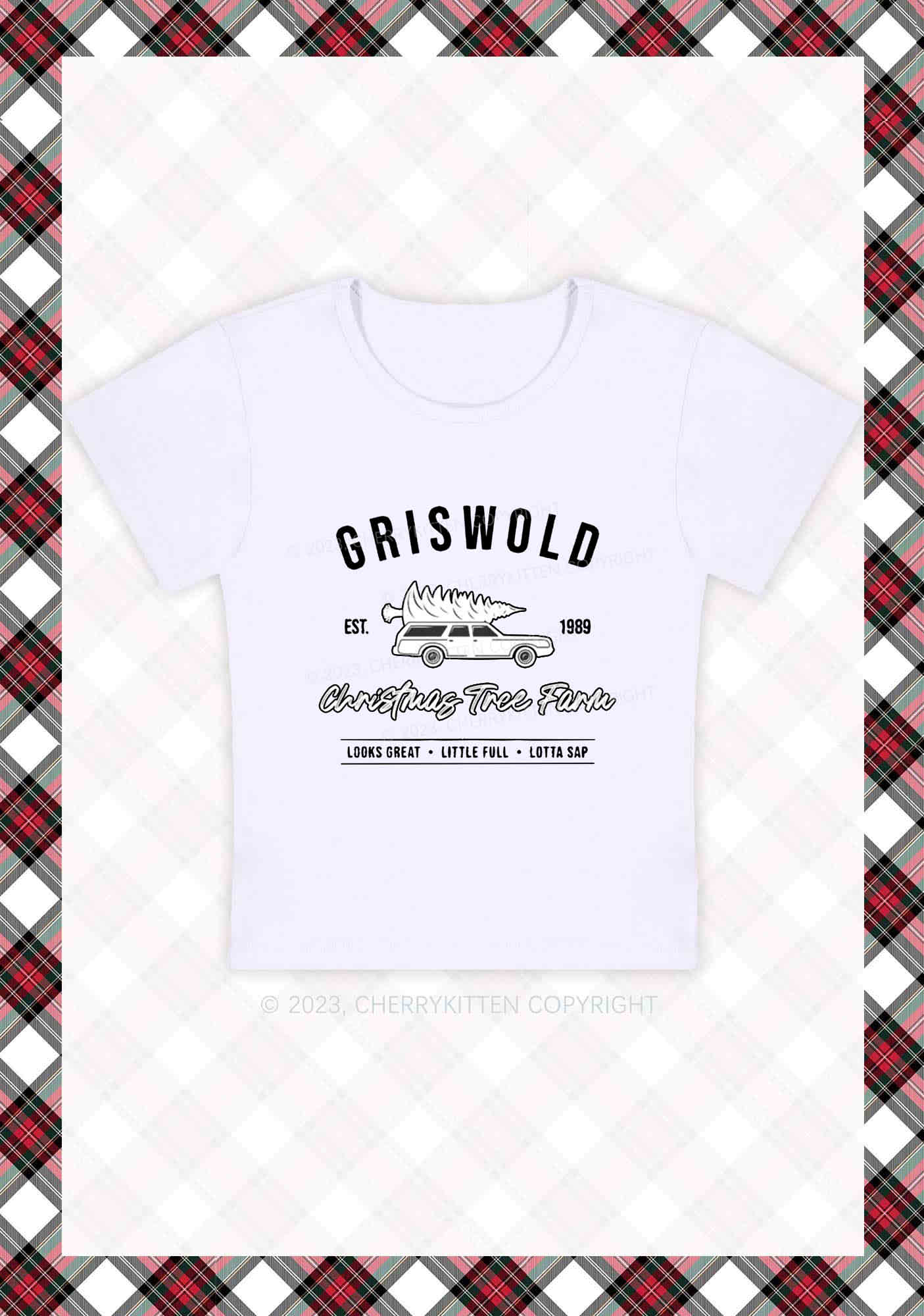 Griswold EST. 1989 Christmas Y2K Baby Tee Cherrykitten