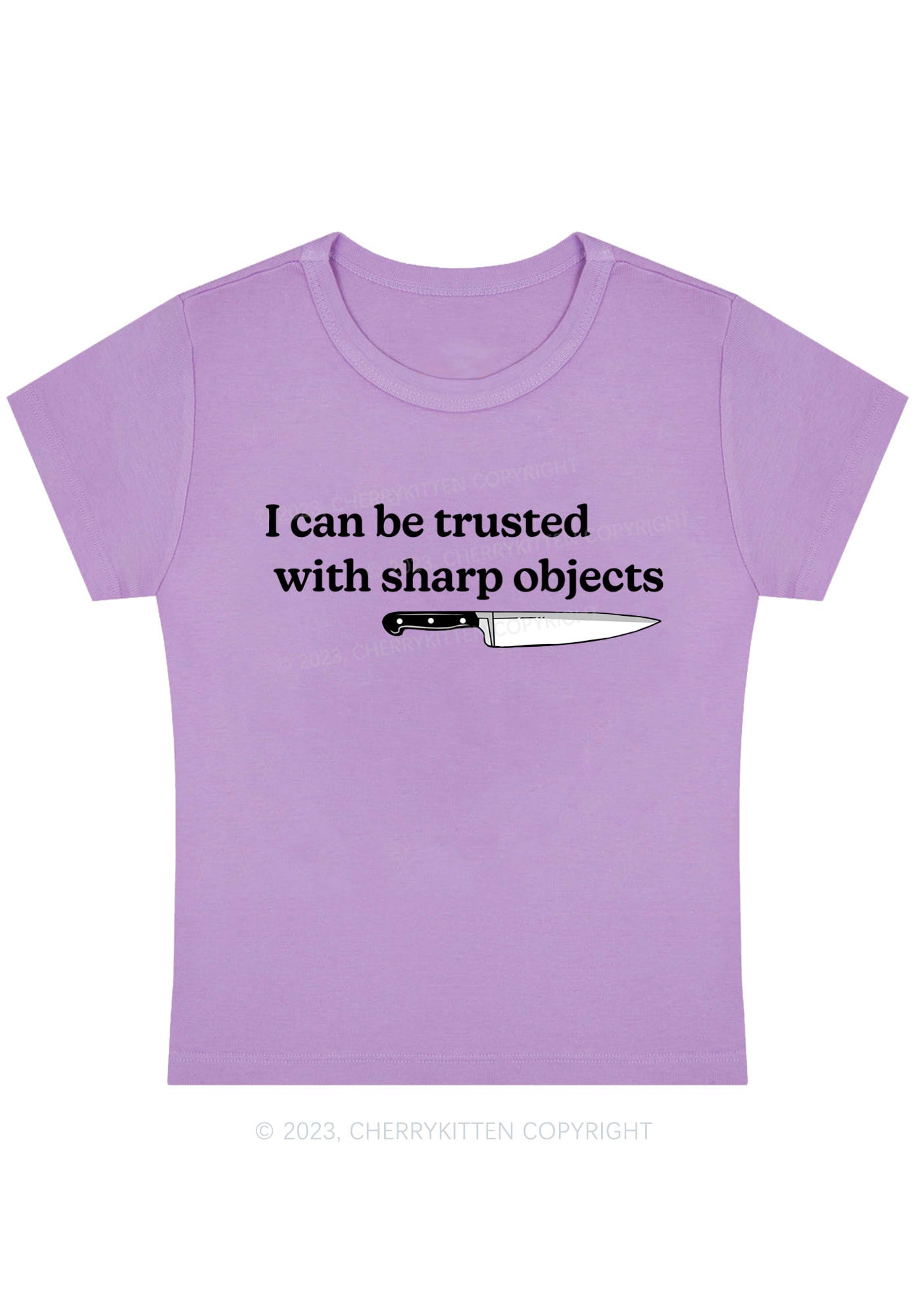 Curvy I Can Be Trusted With Sharp Objects Y2K Baby Tee Cherrykitten