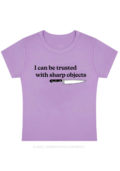 Curvy I Can Be Trusted With Sharp Objects Y2K Baby Tee Cherrykitten