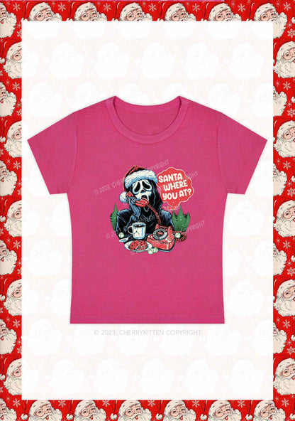 Calling Santa Where You At Christmas Y2K Baby Tee Cherrykitten