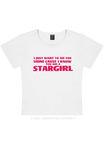 Curvy I Know You Are A Stargirl Y2K Baby Tee Cherrykitten