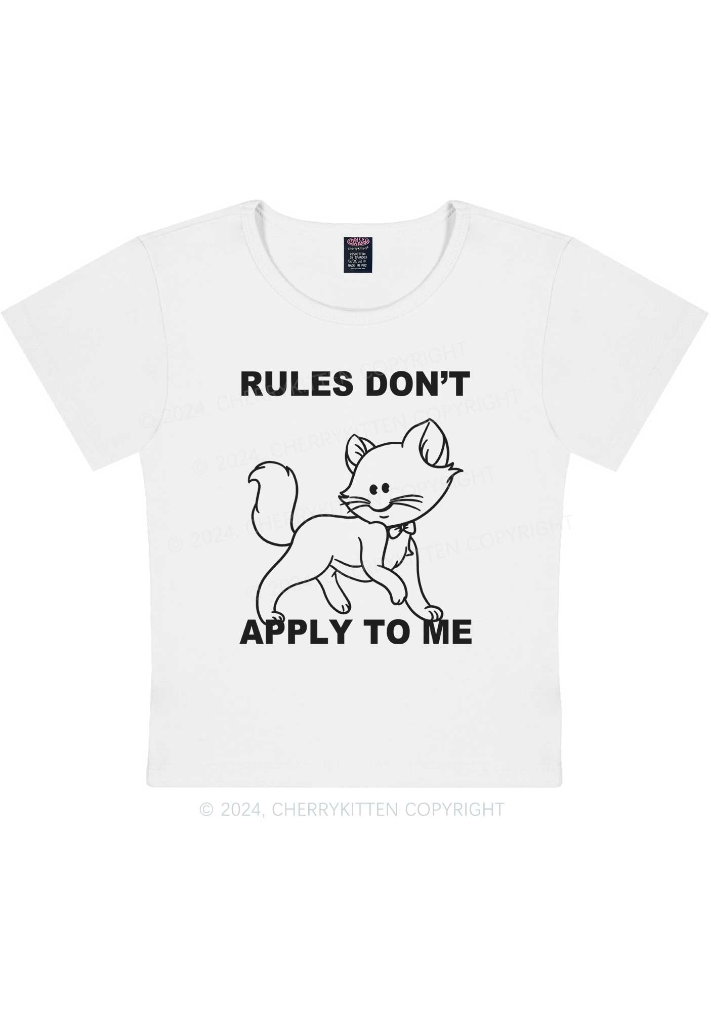 Curvy Rules Don't Apply To Cat Without Eyes Y2K Baby Tee Cherrykitten