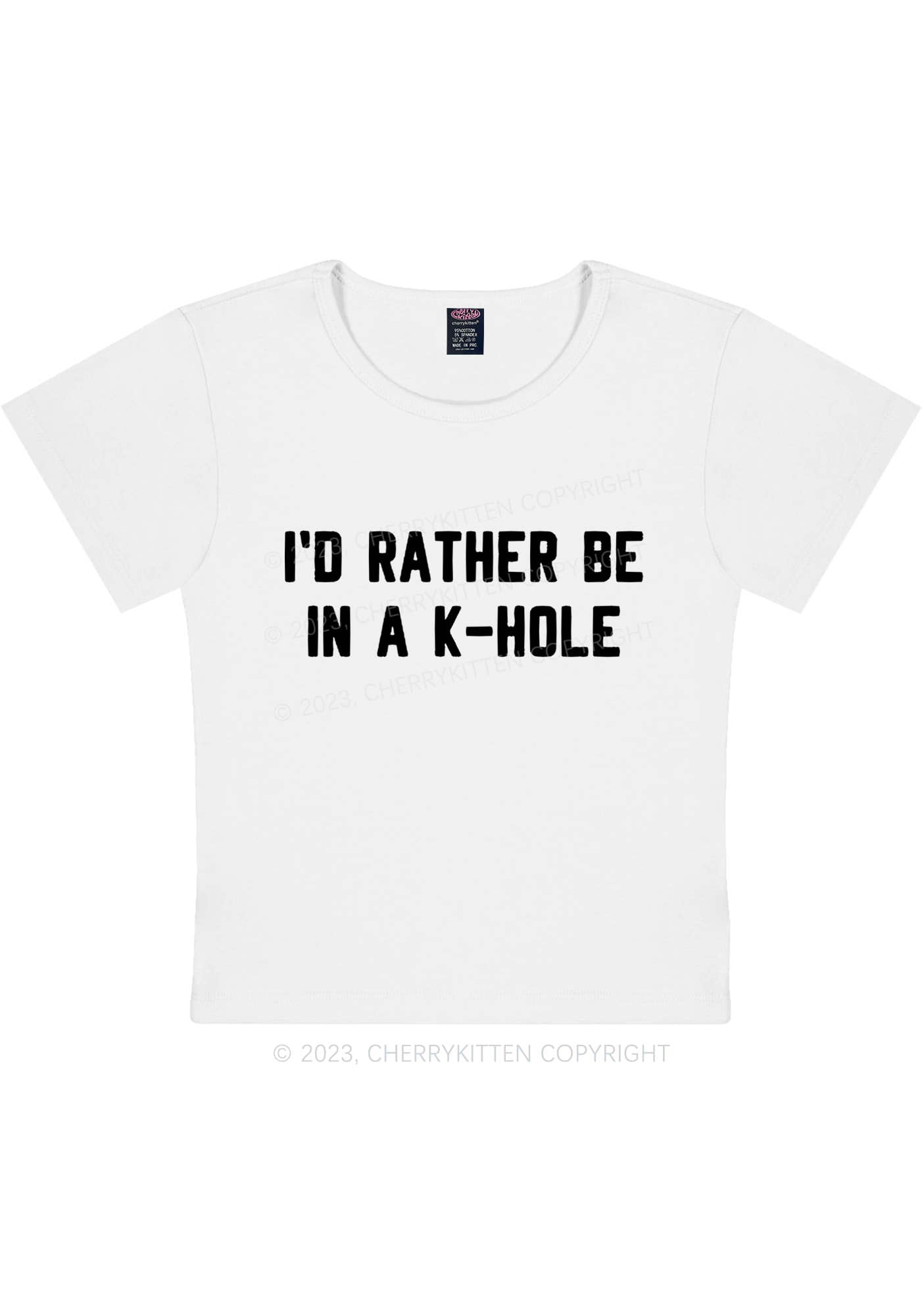 Curvy I'd Rather Be In A K Hole Y2K Baby Tee Cherrykitten