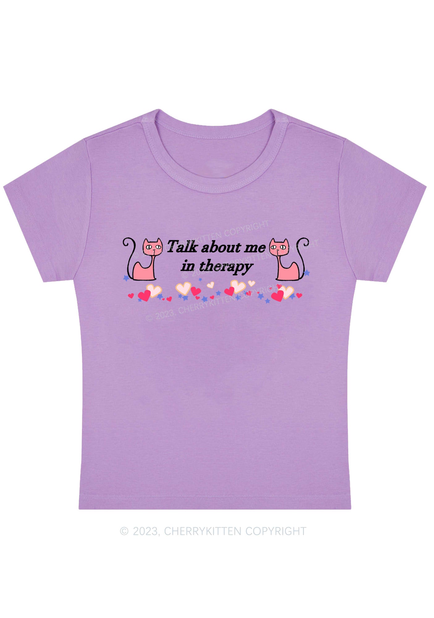 Curvy Talk About Me Pink Cats Y2K Baby Tee Cherrykitten