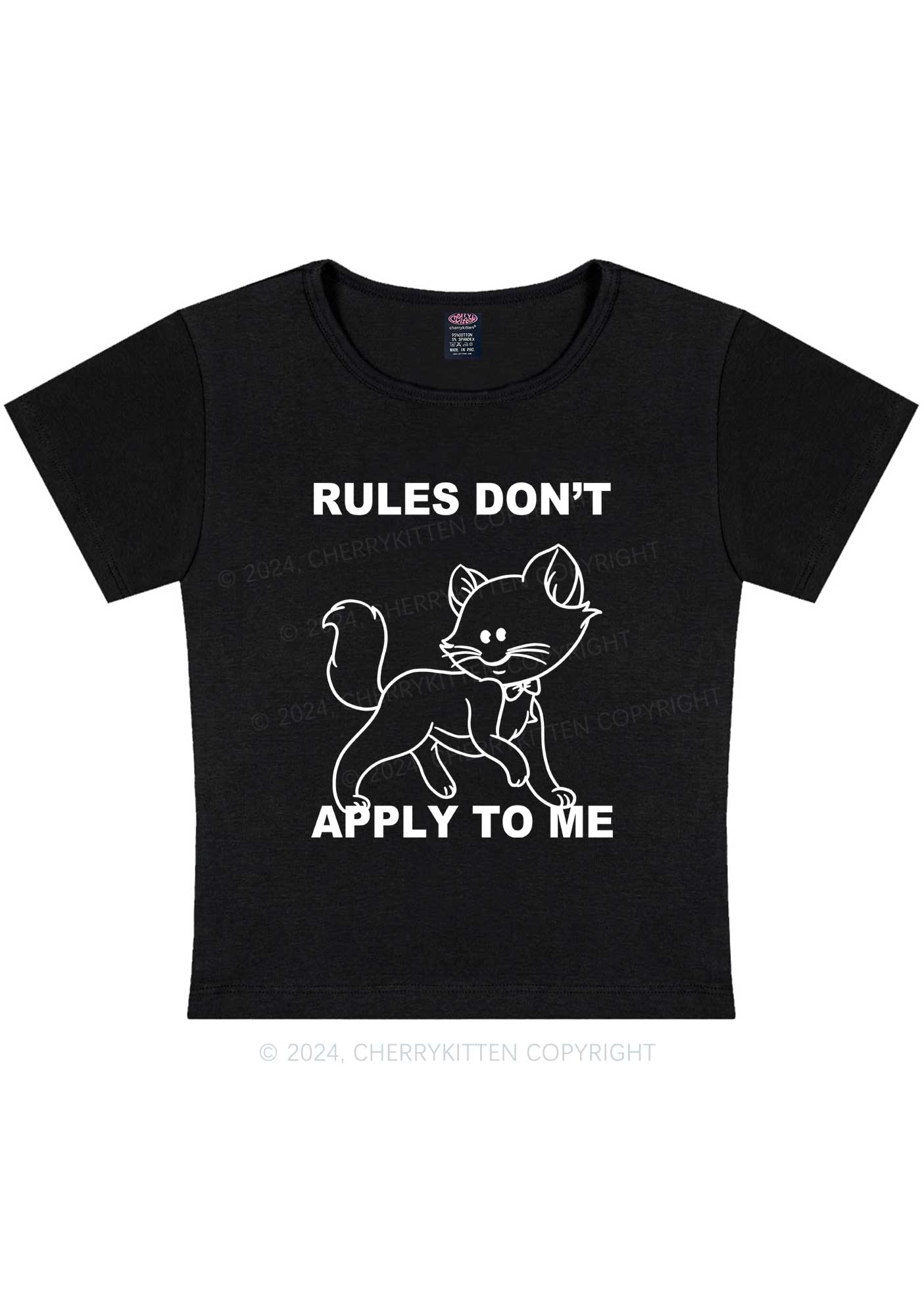 Curvy Rules Don't Apply To Cat Without Eyes Y2K Baby Tee Cherrykitten