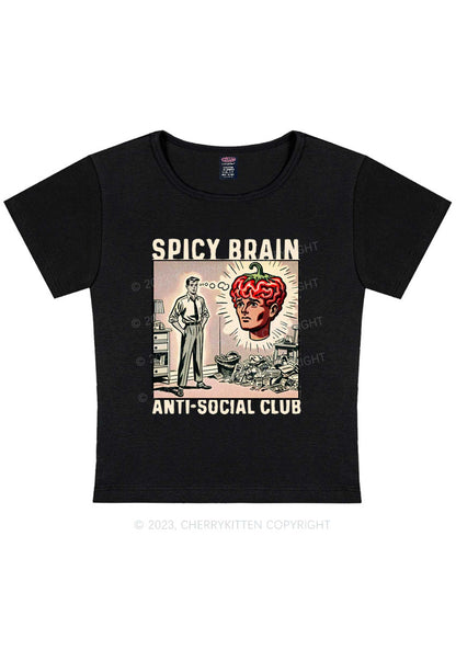 Curvy Spicy Brain Anti-Social Club Y2K Baby Tee Cherrykitten