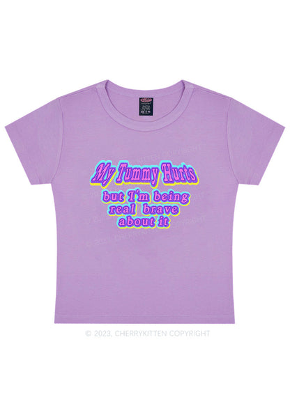 Curvy My Tummy Hurts Y2K Baby Tee Cherrykitten