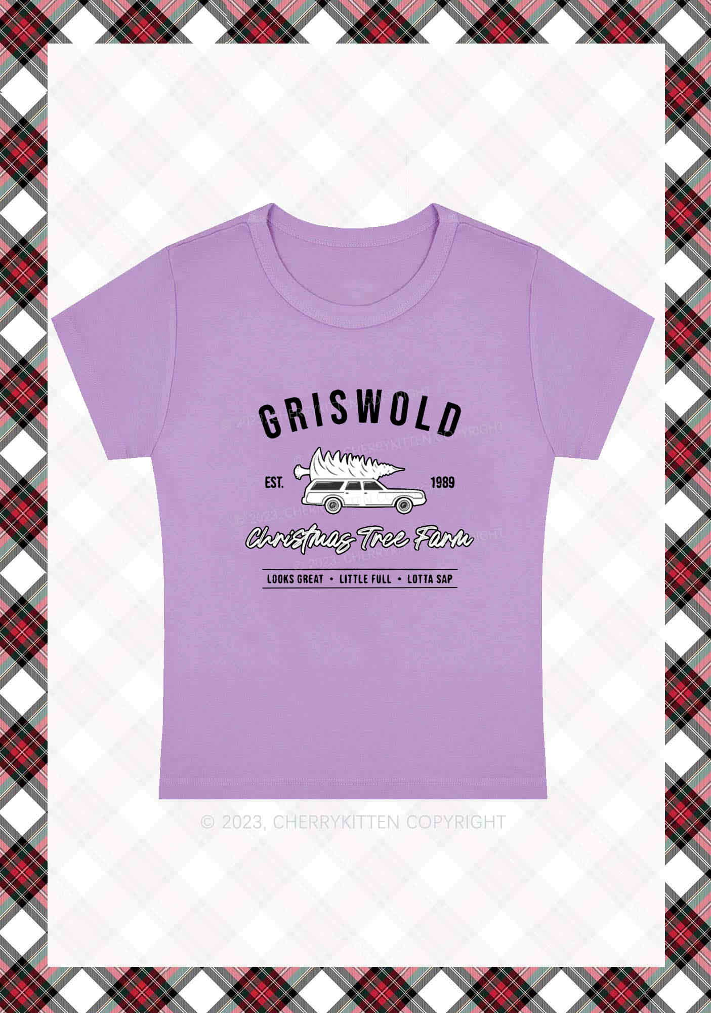 Griswold EST. 1989 Christmas Y2K Baby Tee Cherrykitten