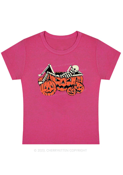 Lying Skeleton Pumpkins Halloween Baby Tee Cherrykitten