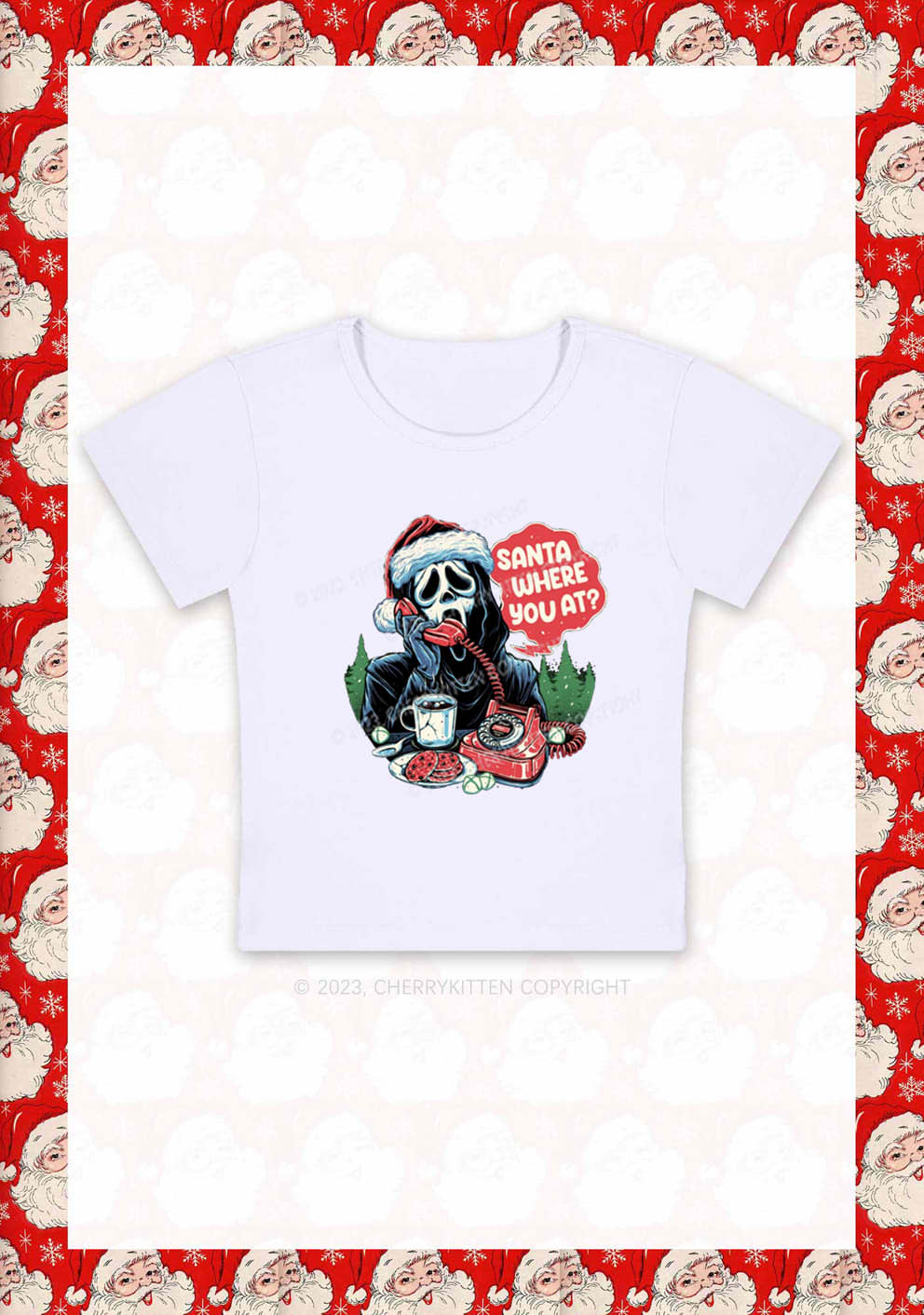 Calling Santa Where You At Christmas Y2K Baby Tee Cherrykitten