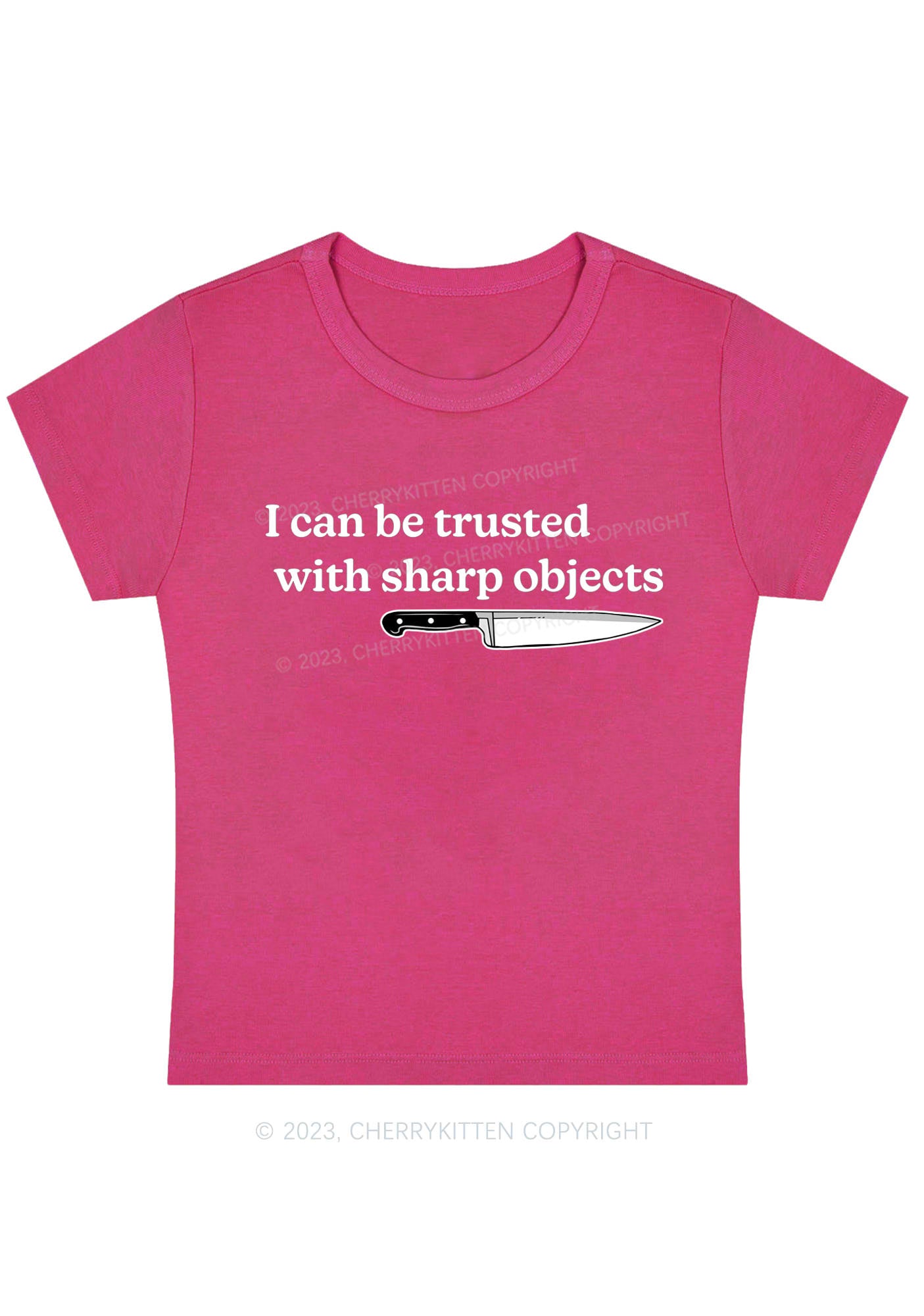 I Can Be Trusted With Sharp Objects Y2K Baby Tee Cherrykitten