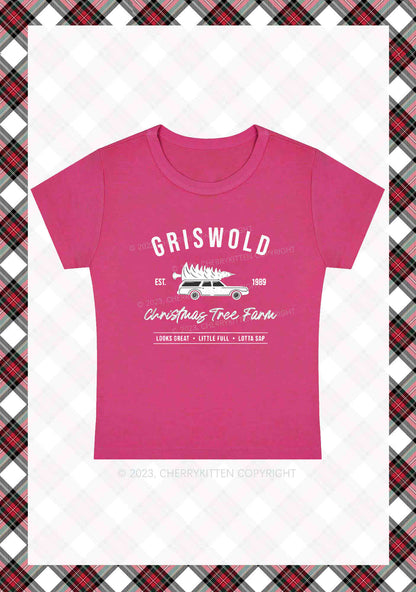 Griswold EST. 1989 Christmas Y2K Baby Tee Cherrykitten