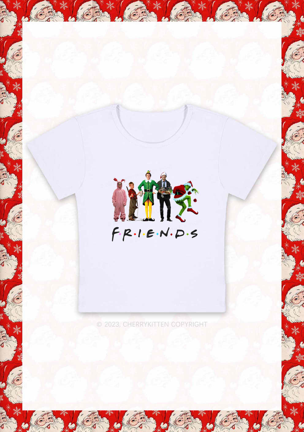 Christmas Movies Character Friends Y2K Baby Tee Cherrykitten