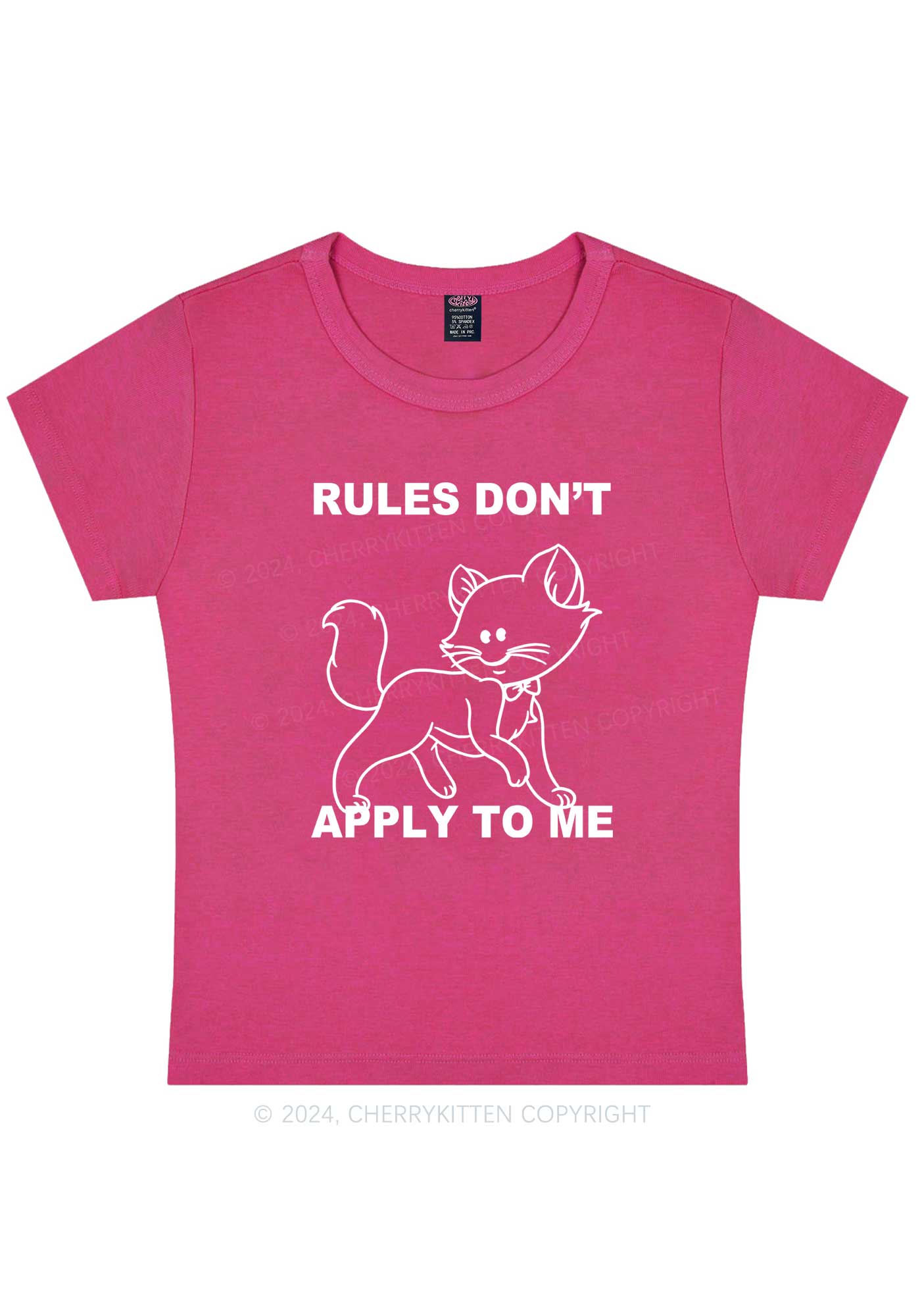 Curvy Rules Don't Apply To Cat Without Eyes Y2K Baby Tee Cherrykitten