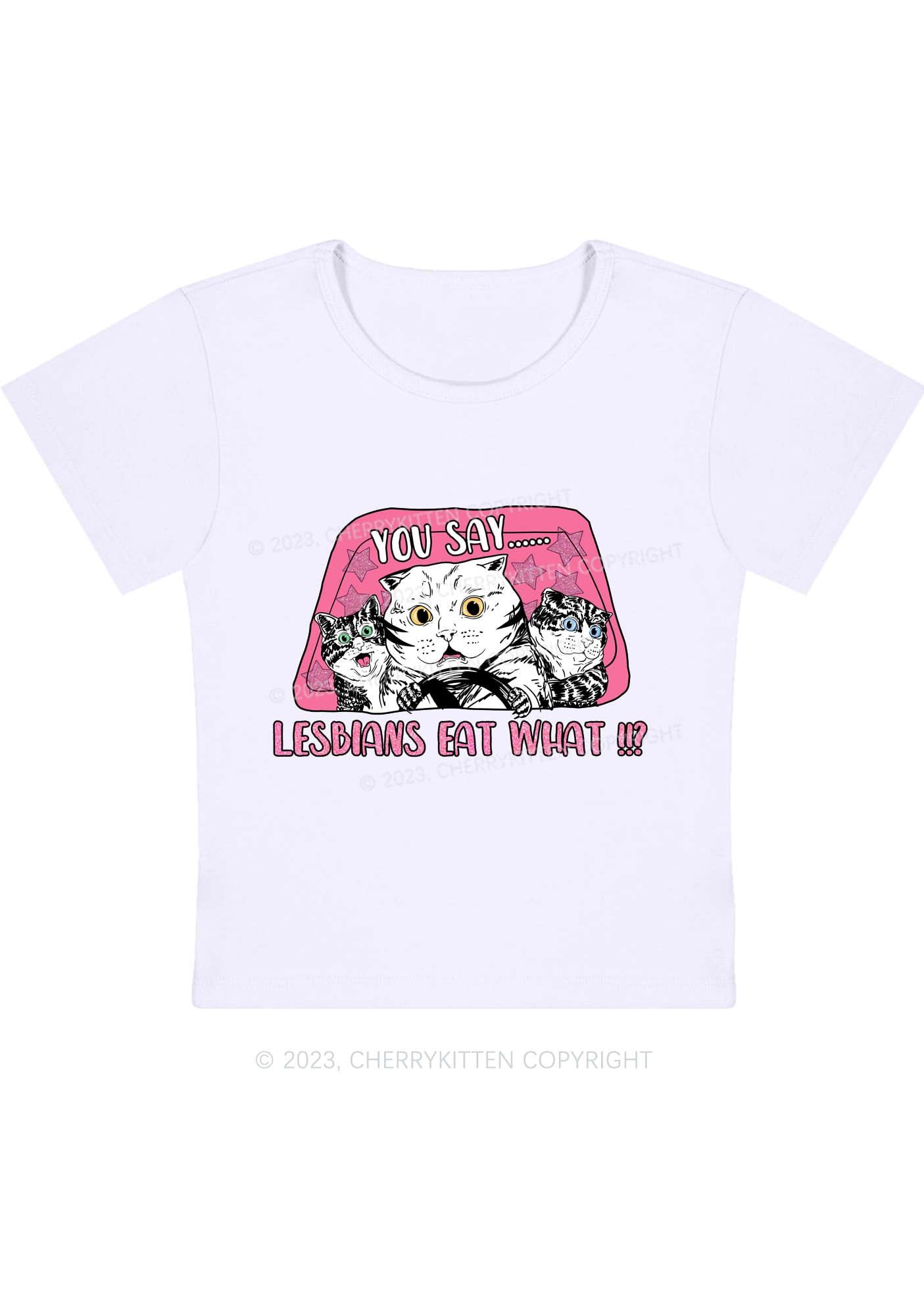 Cherrykitten You Say Lesbians Eat What Y2K Baby Tee Cherrykitten for Sale