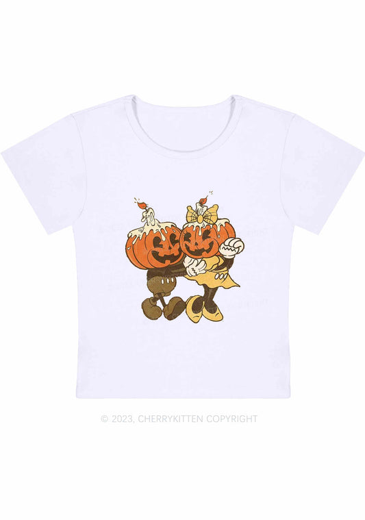 Pumpkin Couple Halloween Y2K Baby Tee Cherrykitten