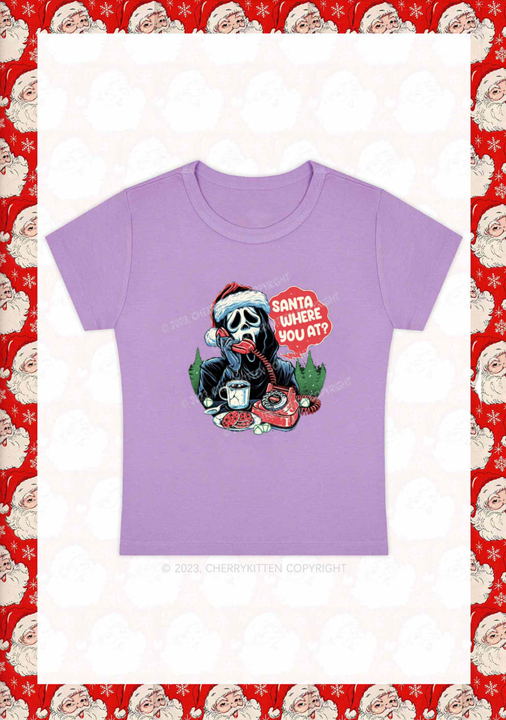 Calling Santa Where You At Christmas Y2K Baby Tee Cherrykitten