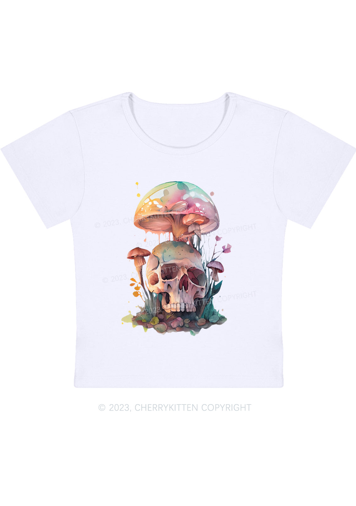 Skull Mushroom Halloween Baby Tee Cherrykitten