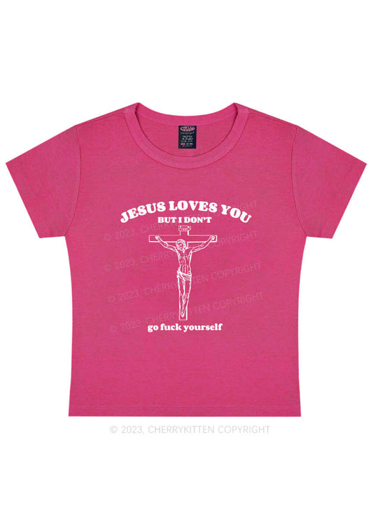 Jesus Loves You Y2K Baby Tee Cherrykitten