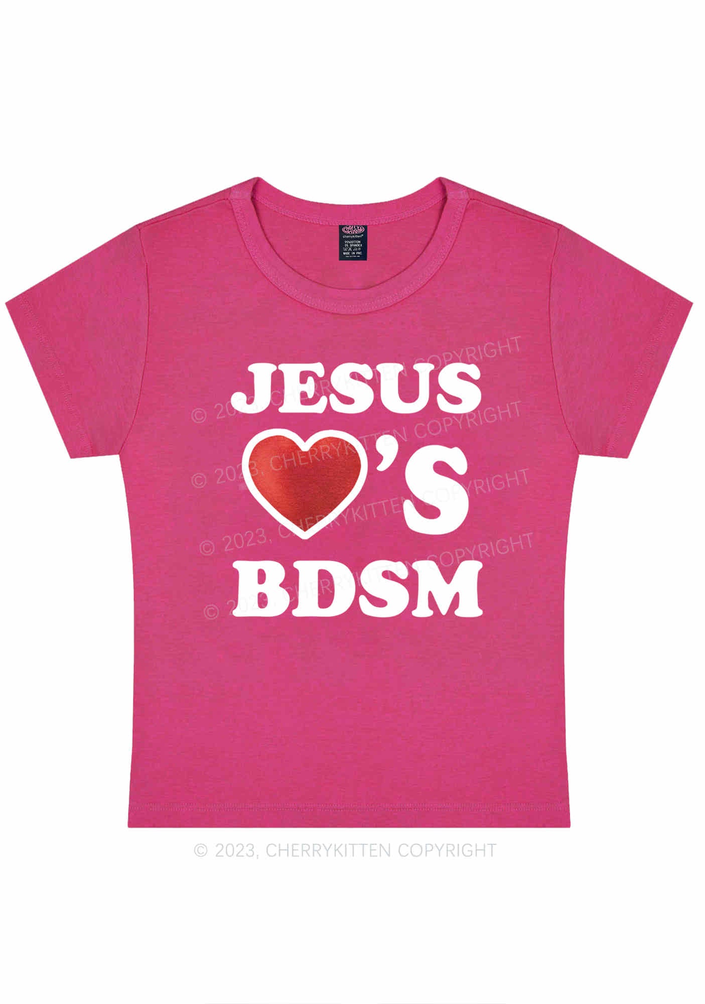 Jesus Loves BDSM Y2K Baby Tee Cherrykitten