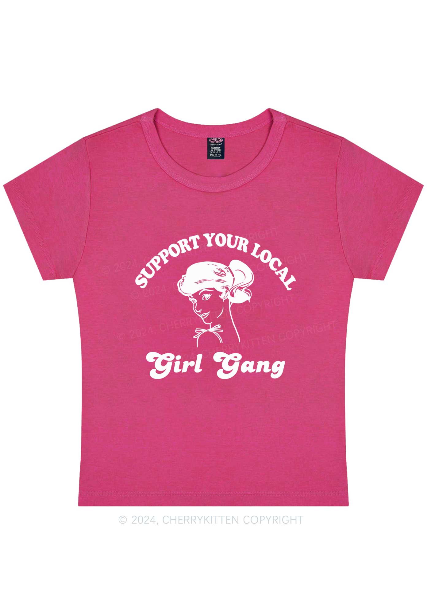 Curvy Support Your Local Girl Gang Y2K Baby Tee Cherrykitten