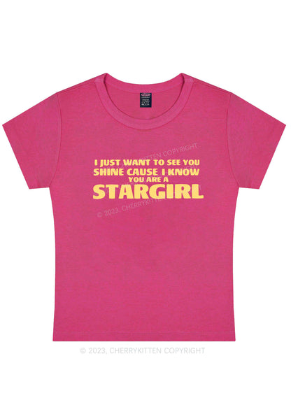 Curvy I Know You Are A Stargirl Y2K Baby Tee Cherrykitten